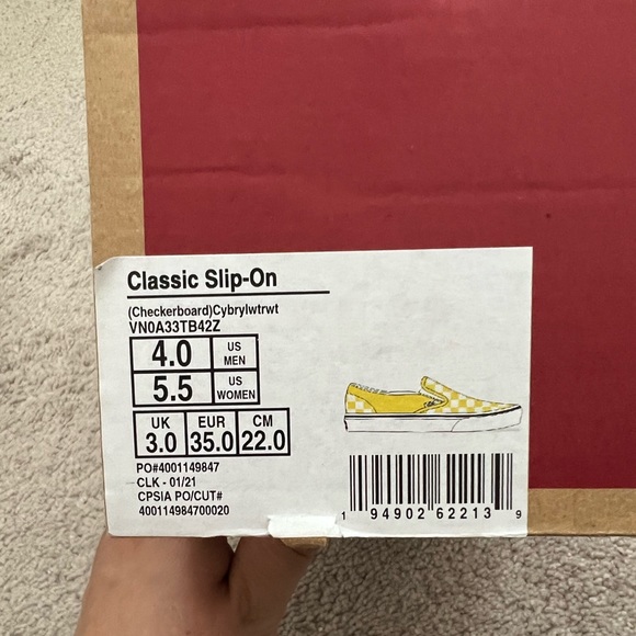 Yellow Checkered classic Slip On Vans - Picture 7 of 11